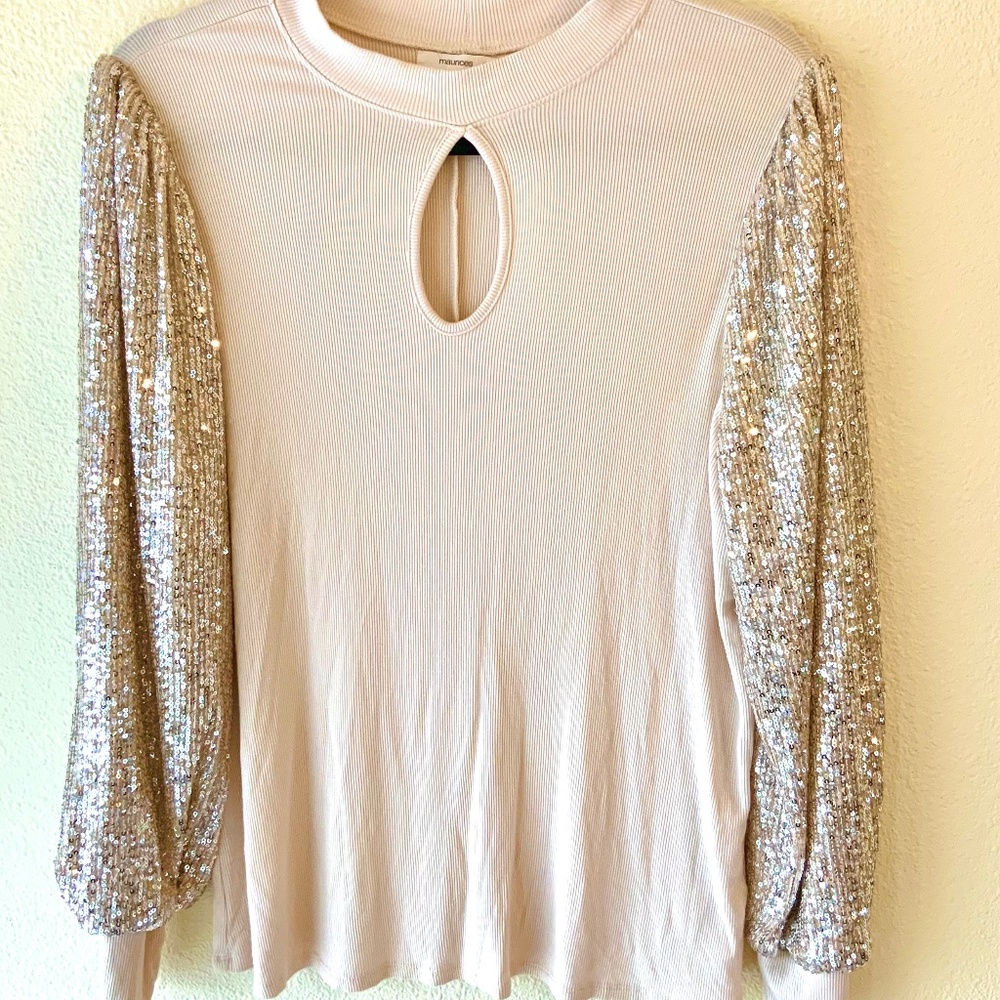 Maurices Rose Gold Sequined Shirt Size Large